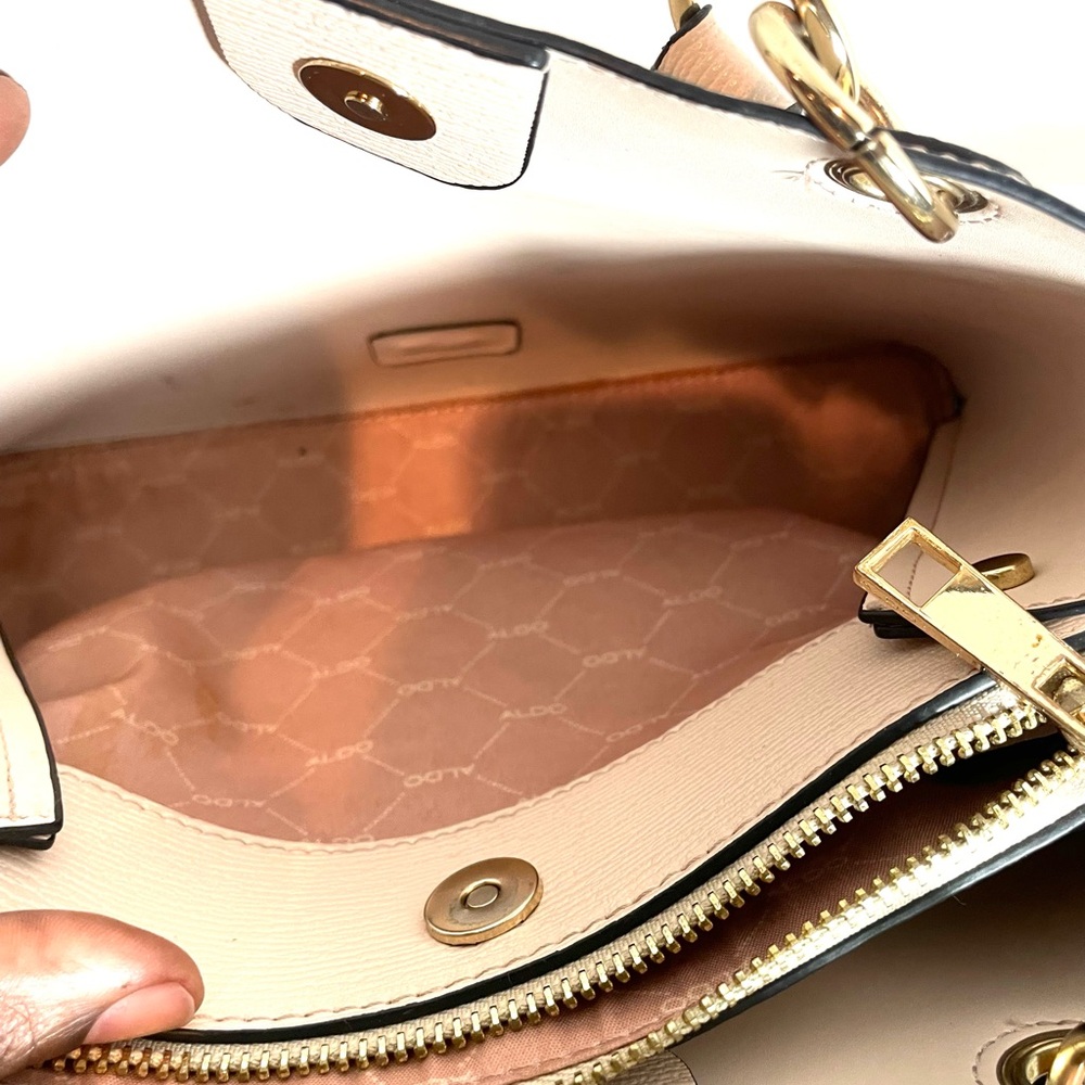 ALDO Cream Satchel with Gold Hardware and Charm - Picture 9 of 16